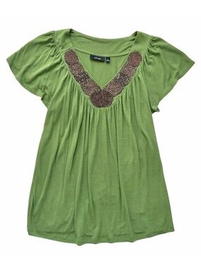 Apt. 9 Beaded V-Neck Flutter Cap Sleeve Top / Blouse